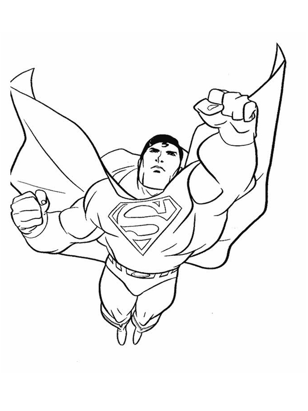 coloriage superman vole poing en avant